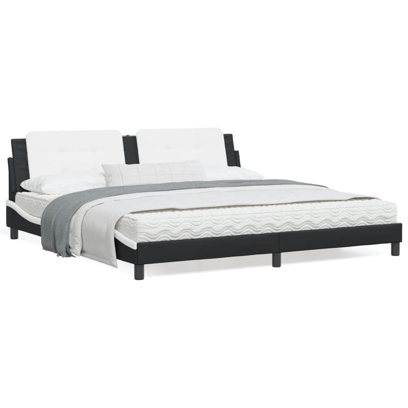 Bed Frame with Headboard Black and White 200x200 cm Faux Leather