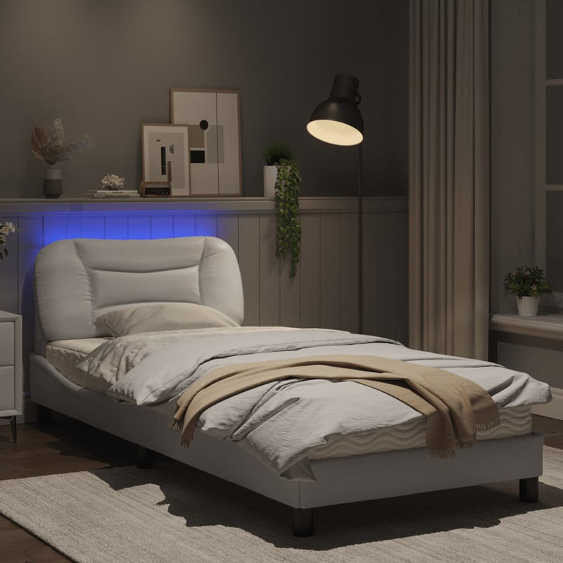 Bed Frame with LED Lights White 80x200 cm Faux Leather