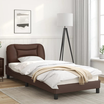 Bed Frame with LED Lights Brown 80x200 cm Faux Leather