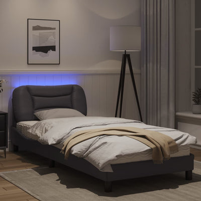 Bed Frame with LED Lights Grey 80x200 cm Faux Leather