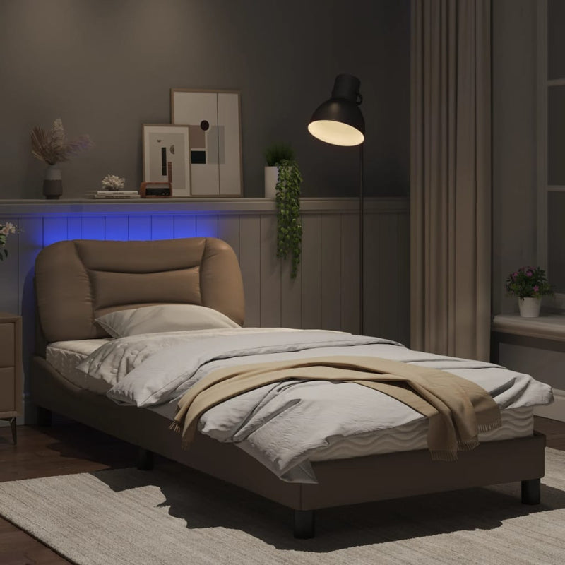 Bed Frame with LED Lights Cappuccino 80x200 cm Faux Leather