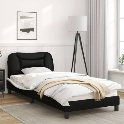 Bed Frame with LED Lights Black and White 80x200 cm Faux Leather