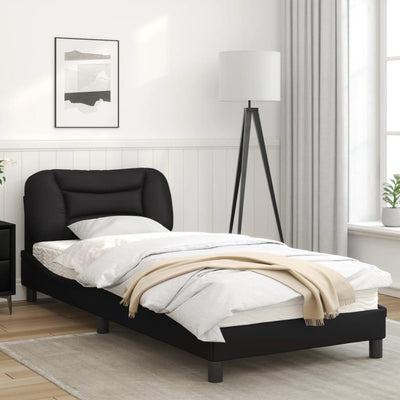 Bed Frame with LED Lights Black 90x190 cm Single Faux Leather