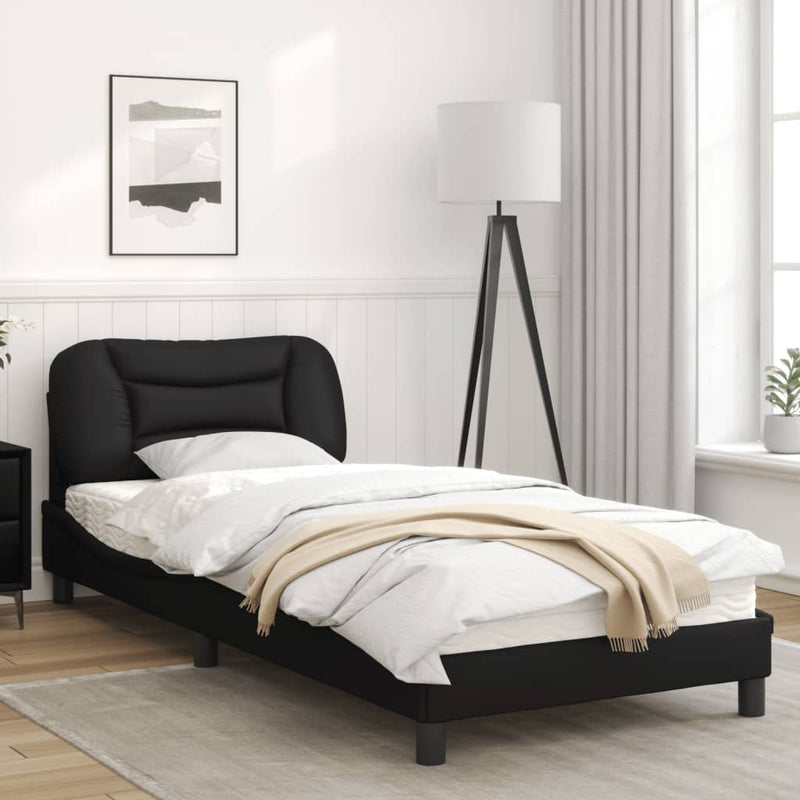 Bed Frame with LED Lights Black 90x200 cm Faux Leather