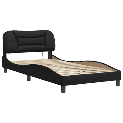 Bed Frame with LED Lights Black 100x200 cm Faux Leather