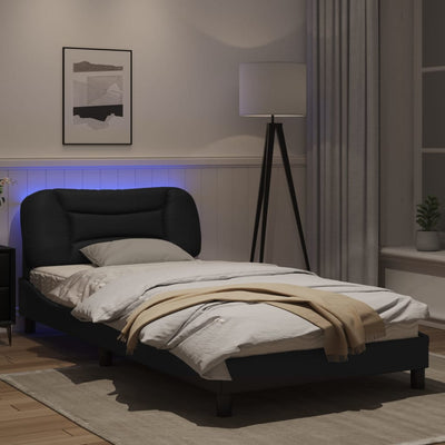 Bed Frame with LED Lights Black 100x200 cm Faux Leather