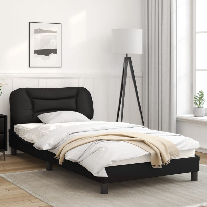 Bed Frame with LED Lights Black 100x200 cm Faux Leather