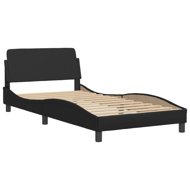 Bed Frame with LED Lights Black 100x200 cm Faux Leather