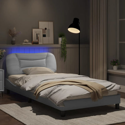 Bed Frame with LED Lights White 100x200 cm Faux Leather