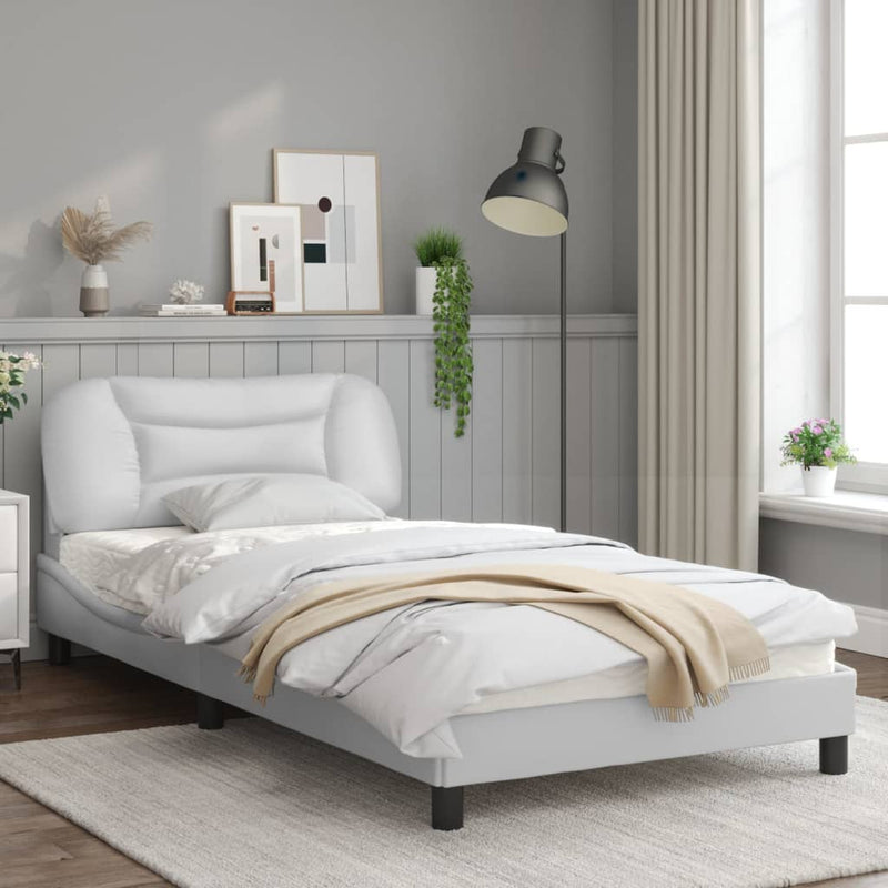 Bed Frame with LED Lights White 100x200 cm Faux Leather