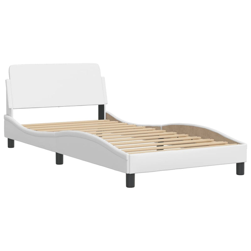 Bed Frame with LED Lights White 100x200 cm Faux Leather