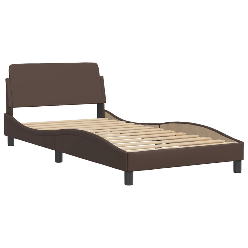 Bed Frame with LED Lights Brown 100x200 cm Faux Leather