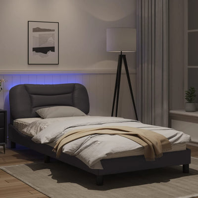 Bed Frame with LED Lights Grey 100x200 cm Faux Leather