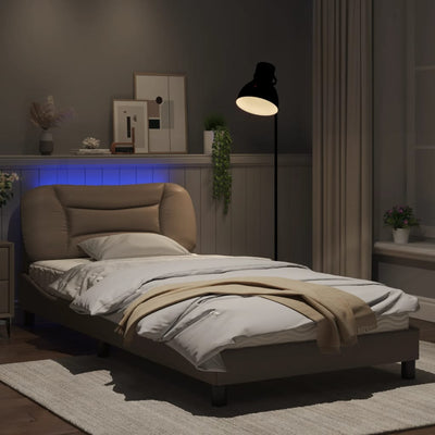 Bed Frame with LED Lights Cappuccino 100x200 cm Faux Leather