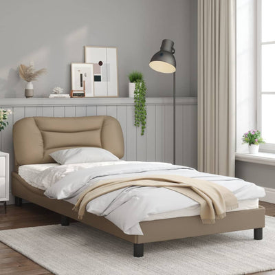 Bed Frame with LED Lights Cappuccino 100x200 cm Faux Leather