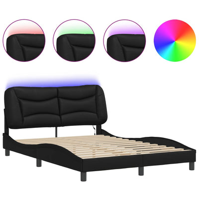 Bed Frame with LED Lights Black 120x200 cm Faux Leather