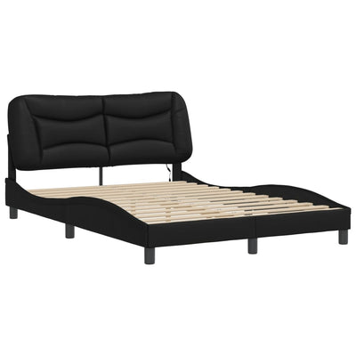 Bed Frame with LED Lights Black 120x200 cm Faux Leather