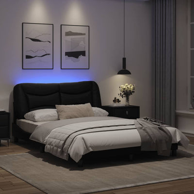 Bed Frame with LED Lights Black 120x200 cm Faux Leather