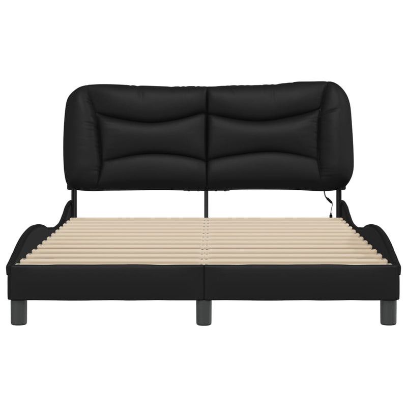 Bed Frame with LED Lights Black 120x200 cm Faux Leather