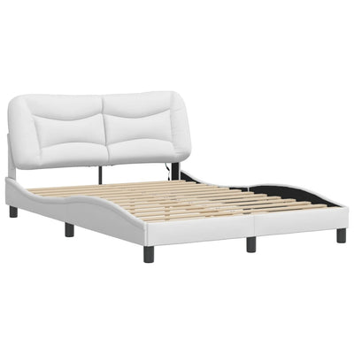 Bed Frame with LED Lights White 120x200 cm Faux Leather