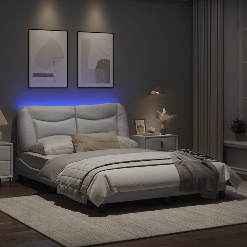 Bed Frame with LED Lights White 120x200 cm Faux Leather