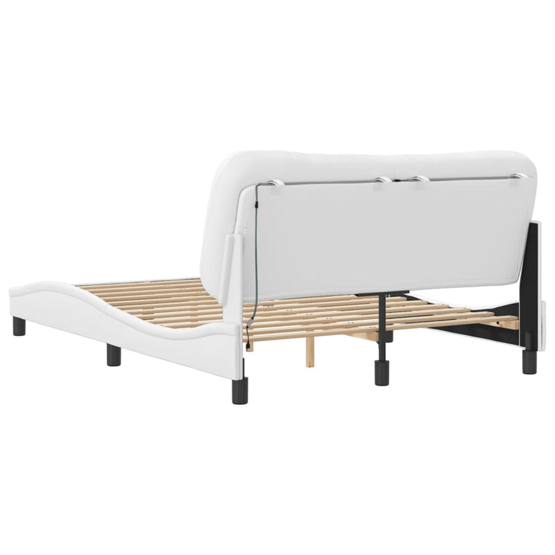 Bed Frame with LED Lights White 120x200 cm Faux Leather