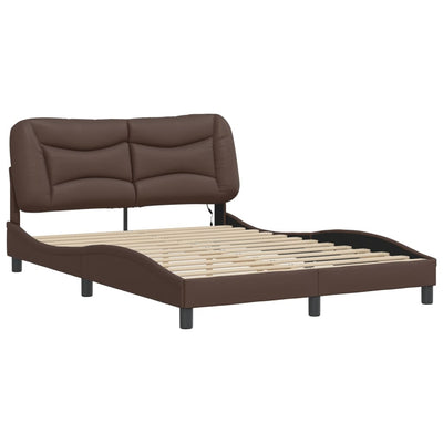 Bed Frame with LED Lights Brown 120x200 cm Faux Leather