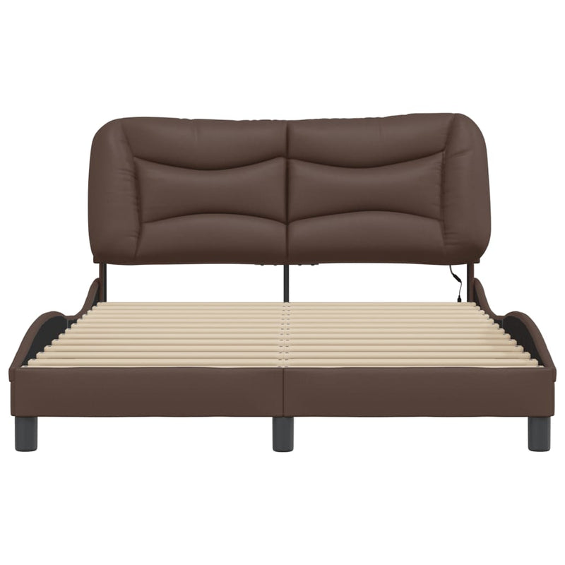 Bed Frame with LED Lights Brown 120x200 cm Faux Leather