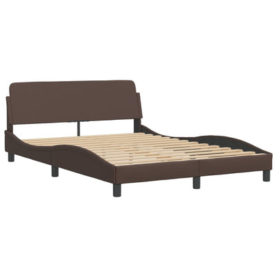 Bed Frame with LED Lights Brown 120x200 cm Faux Leather