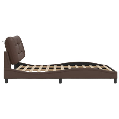 Bed Frame with LED Lights Brown 120x200 cm Faux Leather