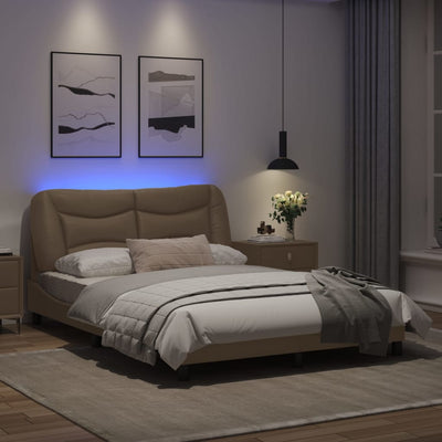 Bed Frame with LED Lights Cappuccino 120x200 cm Faux Leather