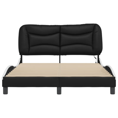 Bed Frame with LED Lights Black and White 120x200 cm Faux Leather