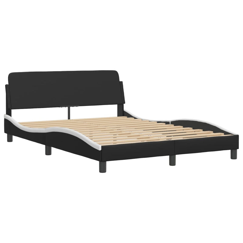 Bed Frame with LED Lights Black and White 120x200 cm Faux Leather