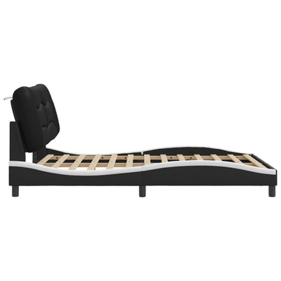 Bed Frame with LED Lights Black and White 120x200 cm Faux Leather