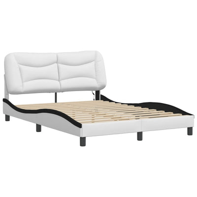 Bed Frame with LED Lights White and Black 120x200 cm Faux Leather