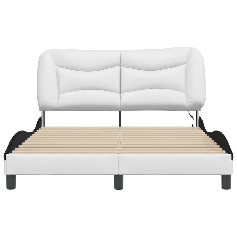 Bed Frame with LED Lights White and Black 120x200 cm Faux Leather