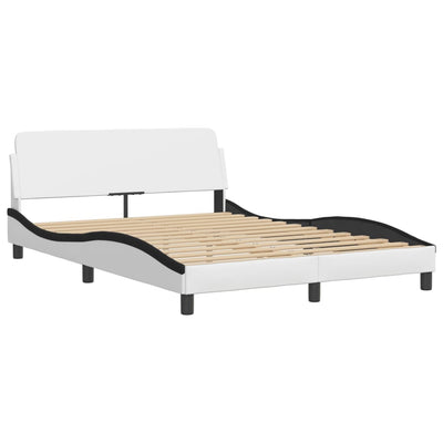 Bed Frame with LED Lights White and Black 120x200 cm Faux Leather