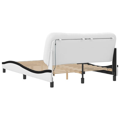 Bed Frame with LED Lights White and Black 120x200 cm Faux Leather