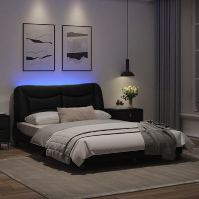 Bed Frame with LED Lights Black 140x190 cm Faux Leather