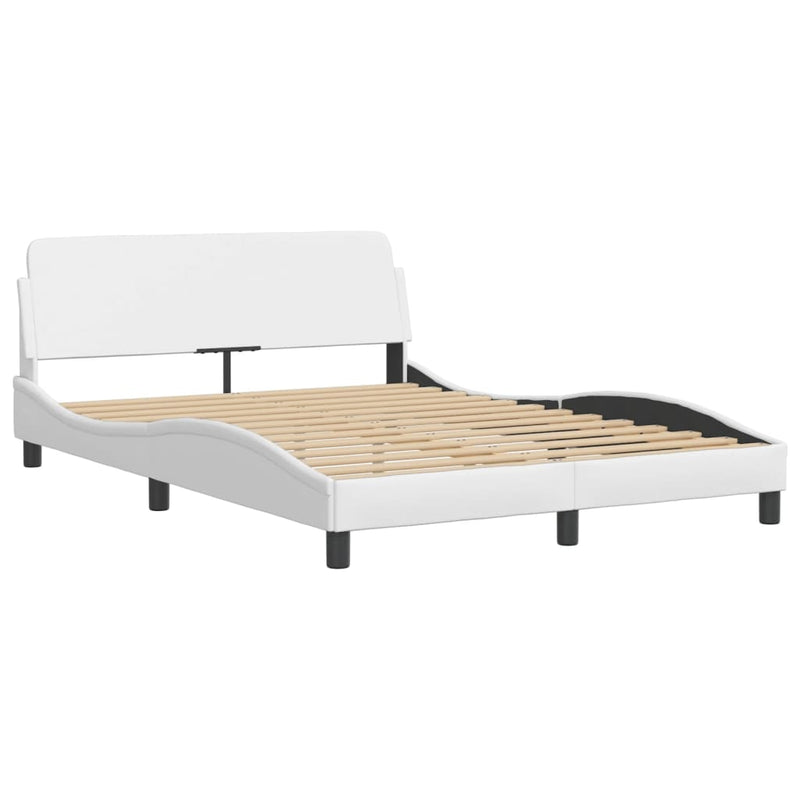 Bed Frame with LED Lights White 140x190 cm Faux Leather