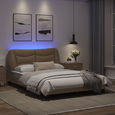 Bed Frame with LED Lights Cappuccino 140x190 cm Faux Leather