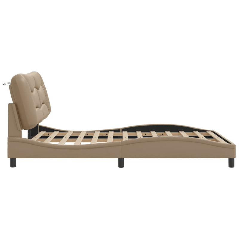 Bed Frame with LED Lights Cappuccino 140x190 cm Faux Leather