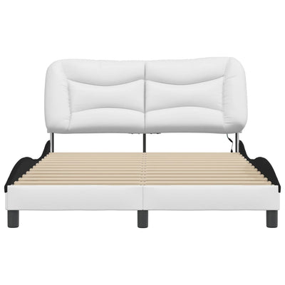 Bed Frame with LED Lights White and Black 140x190 cm Faux Leather