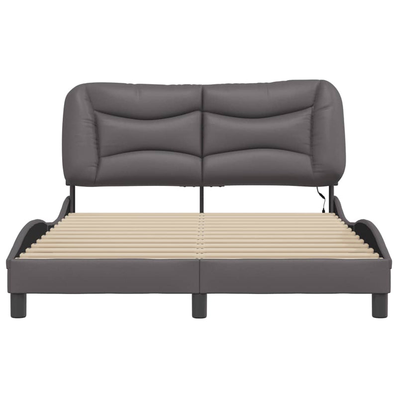 Bed Frame with LED Lights Grey 140x200 cm Faux Leather