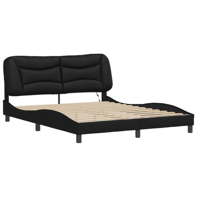 Bed Frame with LED Lights Black 160x200 cm Faux Leather