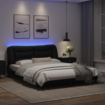 Bed Frame with LED Lights Black 160x200 cm Faux Leather