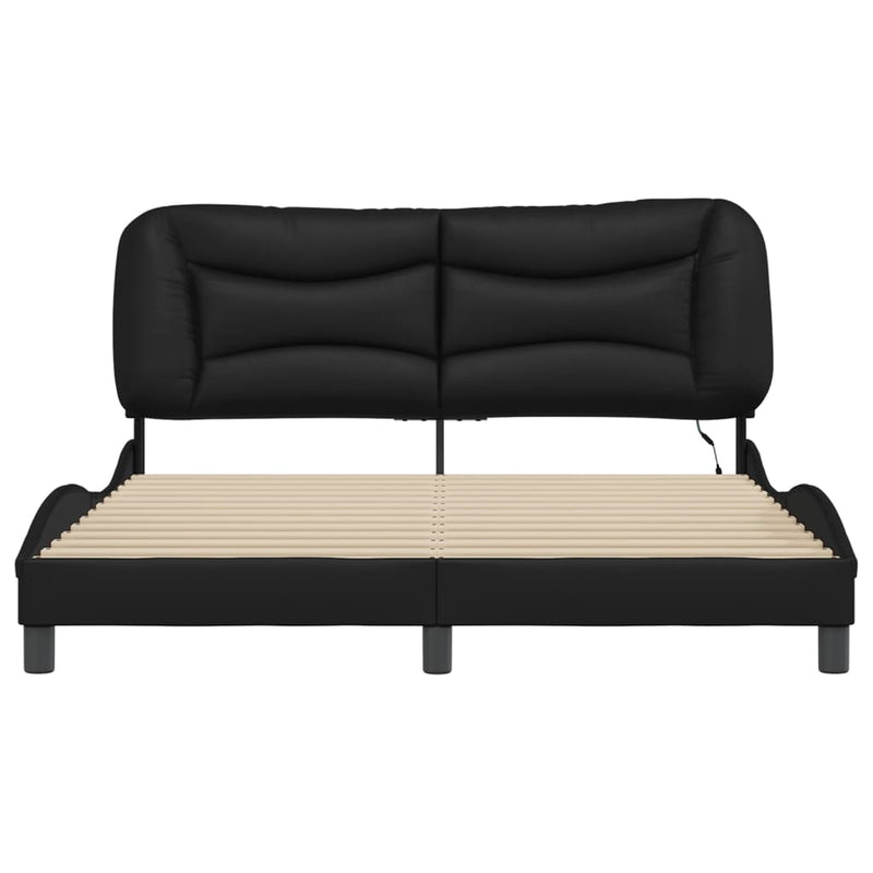 Bed Frame with LED Lights Black 160x200 cm Faux Leather