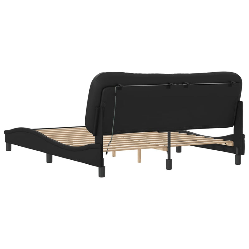 Bed Frame with LED Lights Black 160x200 cm Faux Leather