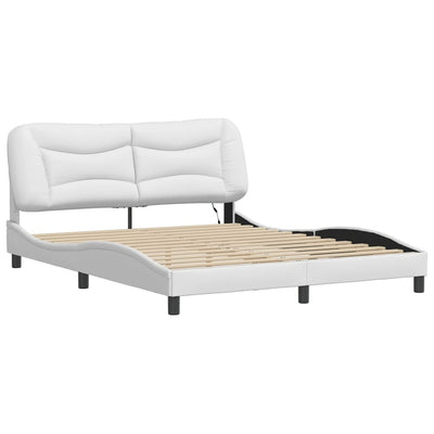 Bed Frame with LED Lights White 160x200 cm Faux Leather