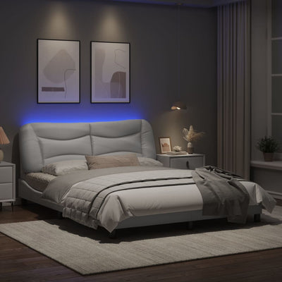 Bed Frame with LED Lights White 160x200 cm Faux Leather